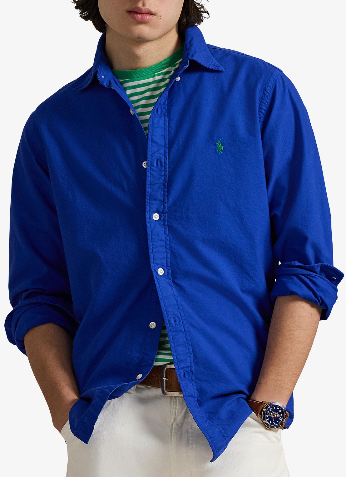 Ralph Lauren Custom fit overhemd met logoborduring - detail 3 pacific royal