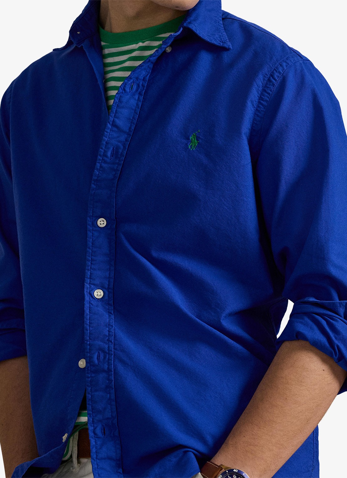 Ralph Lauren Custom fit overhemd met logoborduring - detail 4 pacific royal