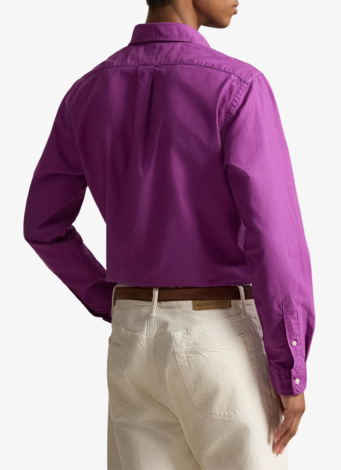 Ralph Lauren Custom fit overhemd met logoborduring - achterkant 3 purple dawn