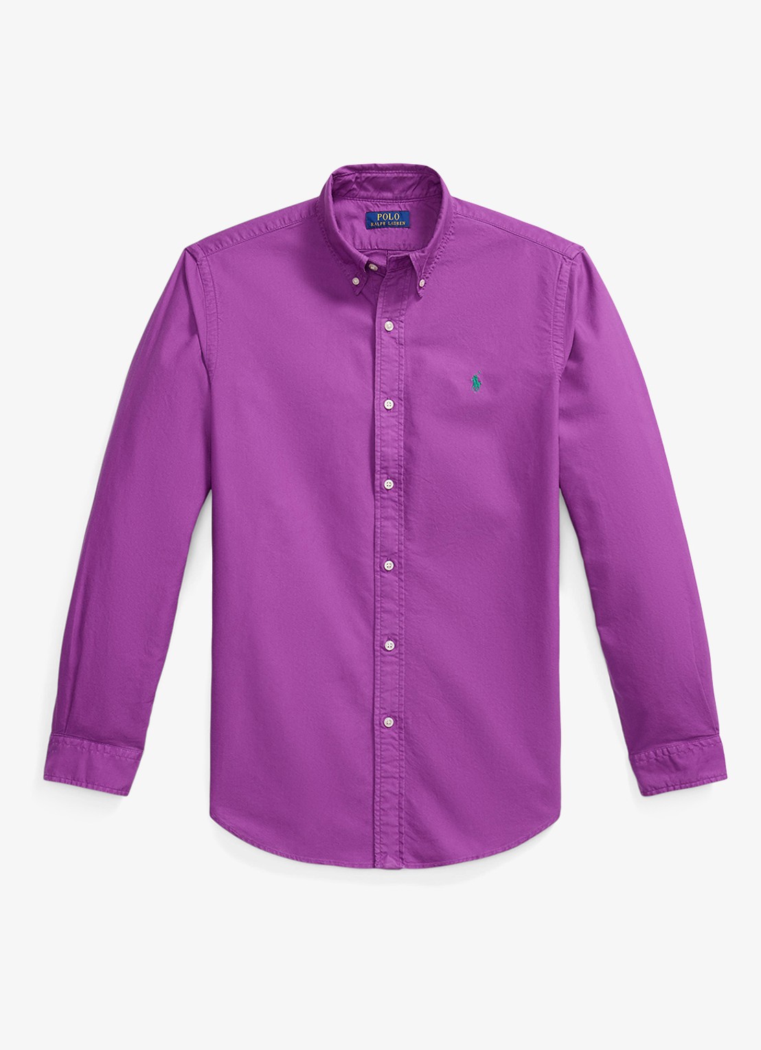 Ralph Lauren Custom fit overhemd met logoborduring - voorkant purple dawn