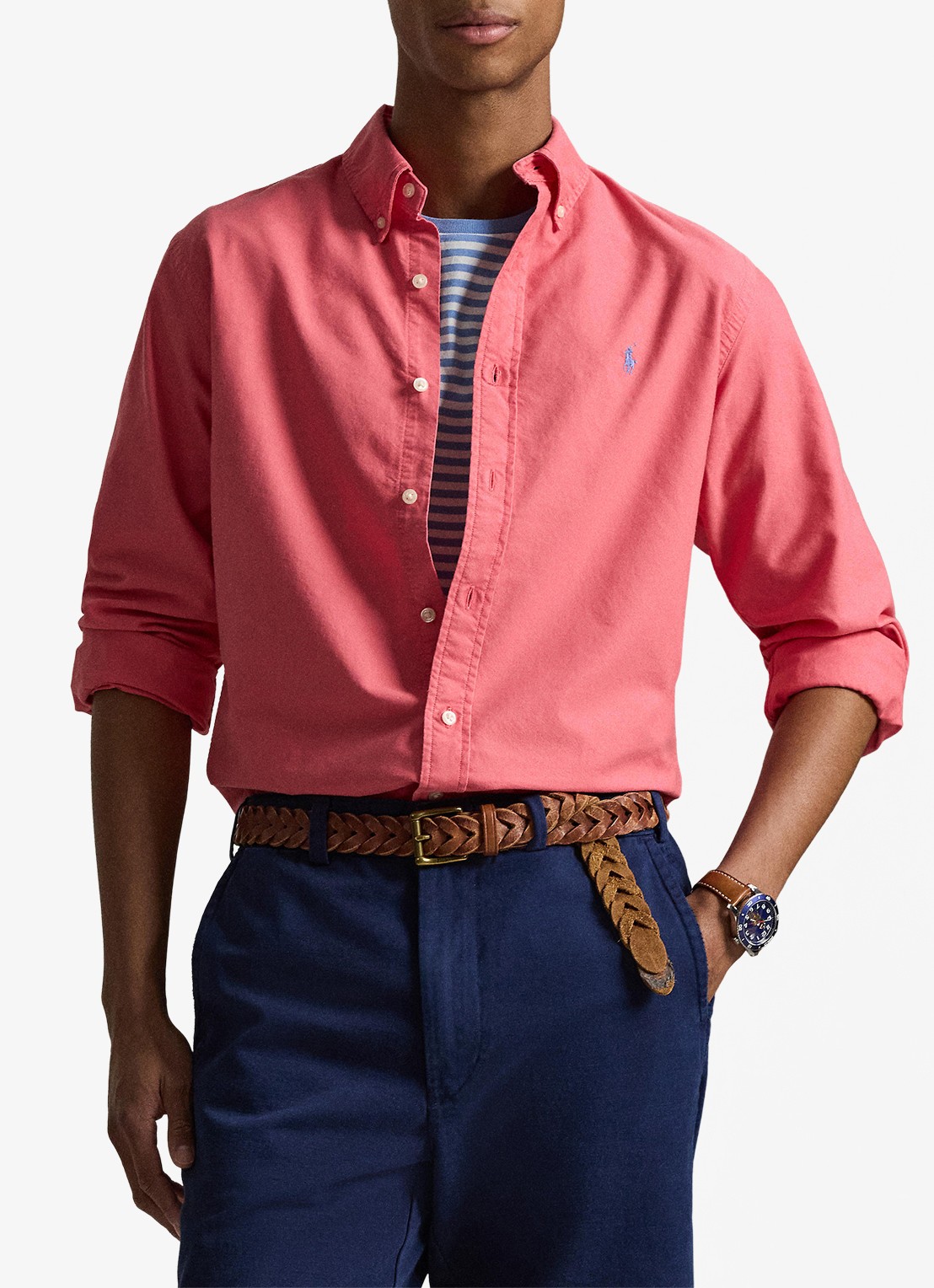 Ralph Lauren Custom fit overhemd met logoborduring - detail 4 pale red