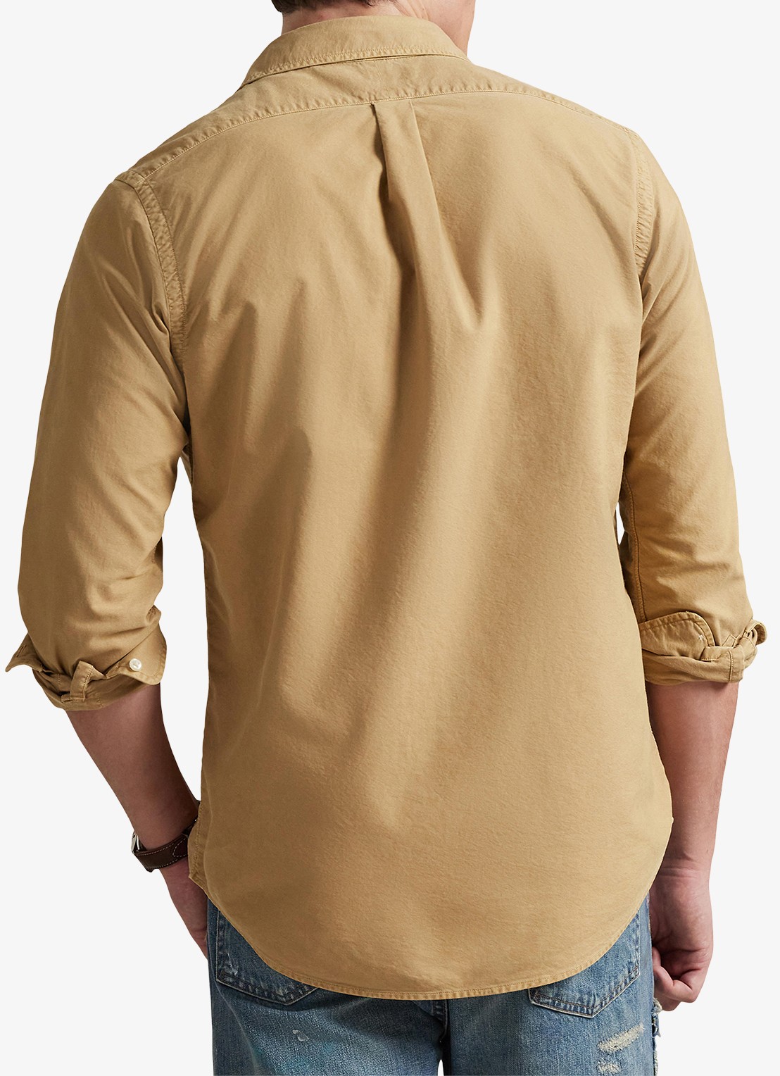 Ralph Lauren Custom fit overhemd met logoborduring - achterkant 3 cafe tan