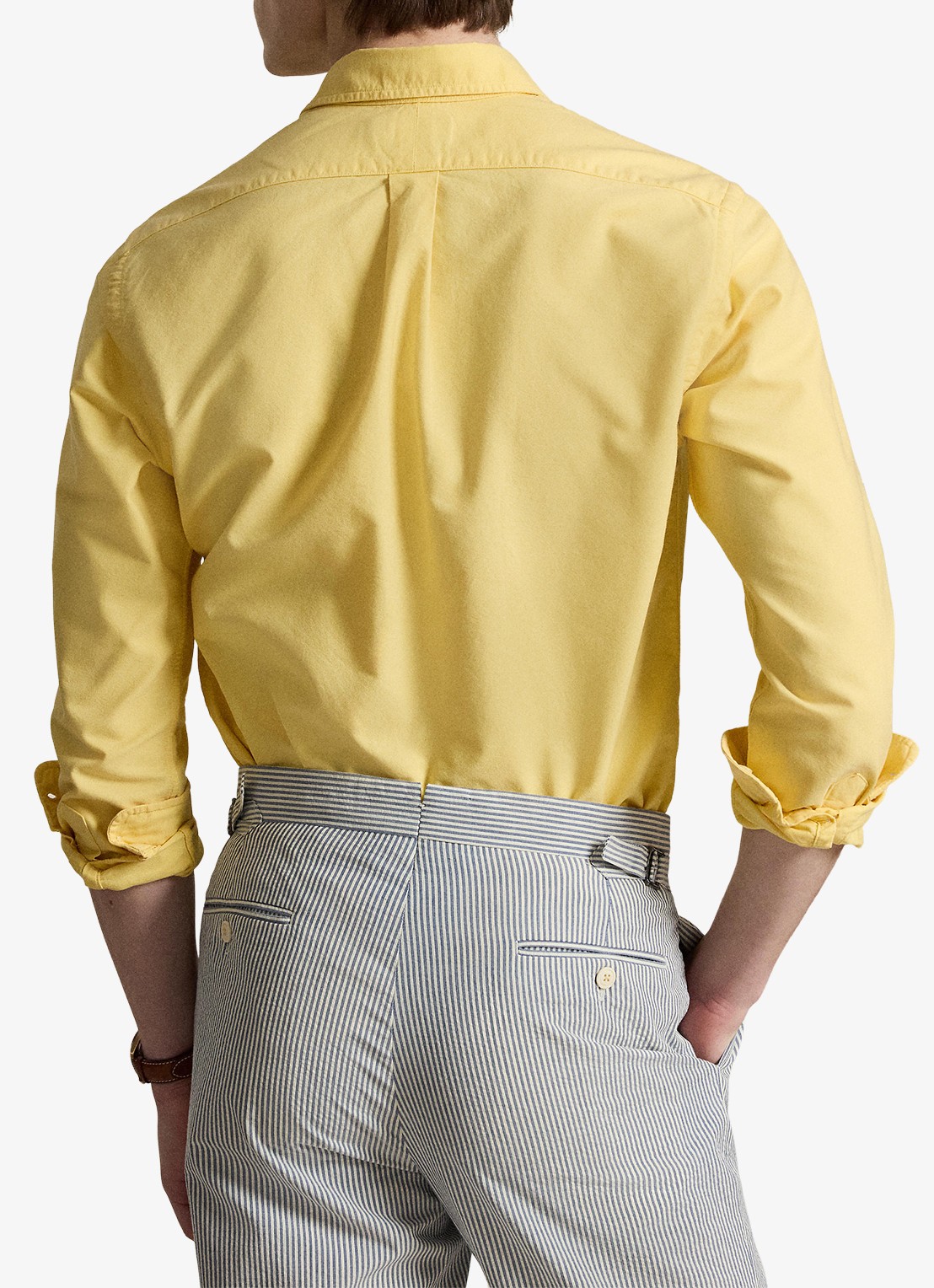 Ralph Lauren Custom fit overhemd met logoborduring - achterkant 2 corn yellow