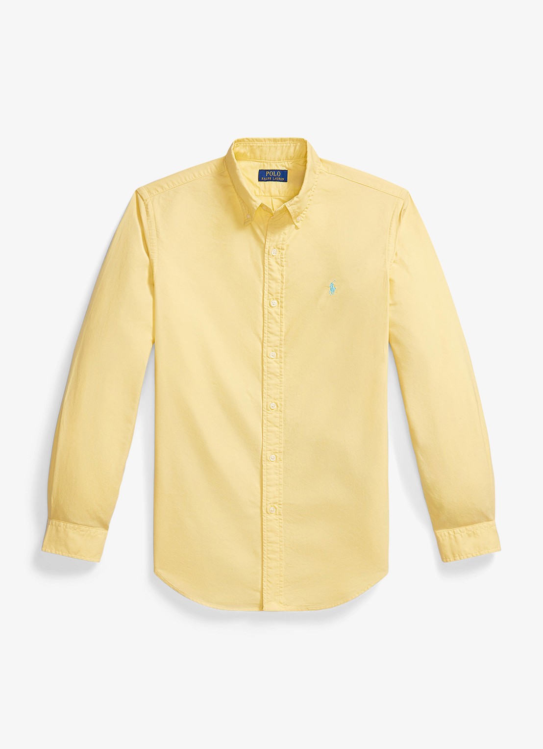Ralph Lauren Custom fit overhemd met logoborduring - voorkant corn yellow