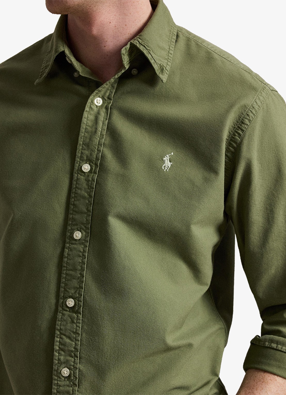 Ralph Lauren Custom fit overhemd met logoborduring - detail garden trail
