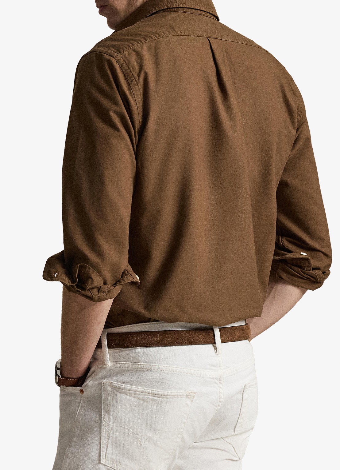 Ralph Lauren Custom fit overhemd met logoborduring - achterkant chestnut / lichtbruin