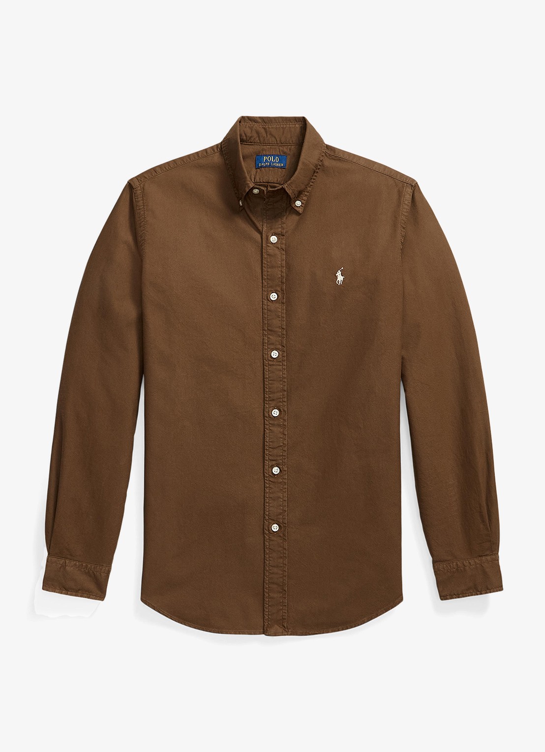 Ralph Lauren Custom fit overhemd met logoborduring - voorkant 6 chestnut / lichtbruin