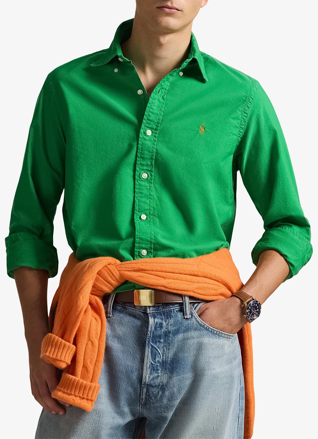 Ralph Lauren Custom fit overhemd met logoborduring - detail 3 stem