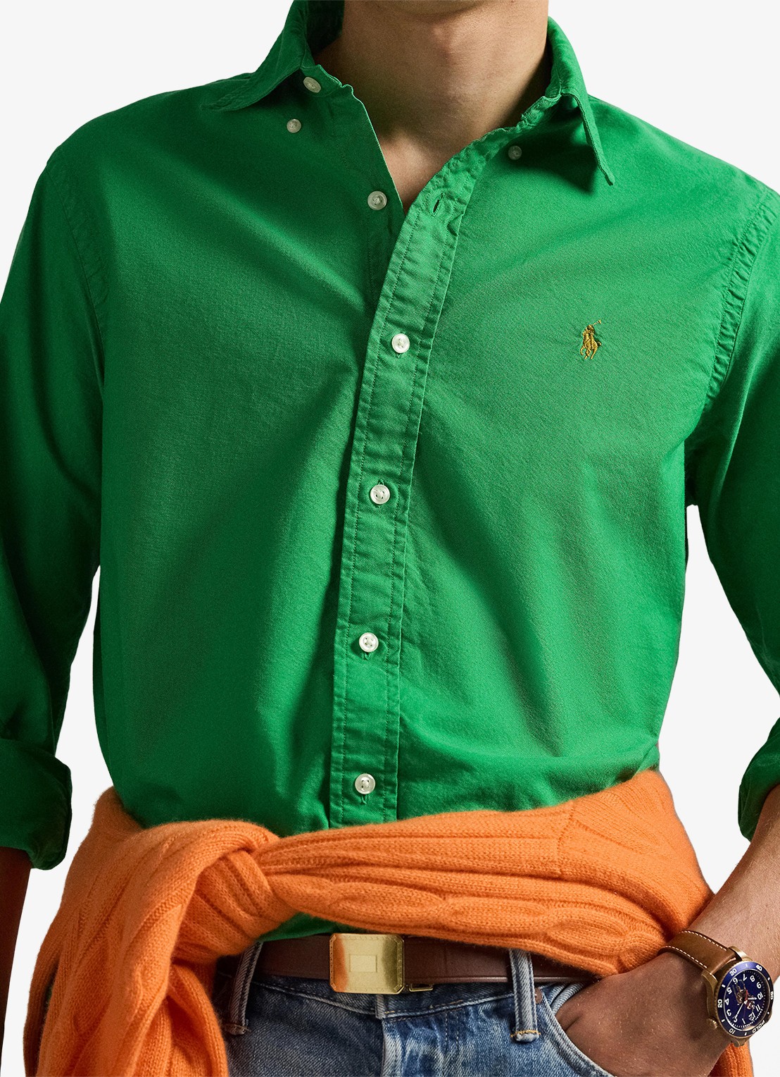 Ralph Lauren Custom fit overhemd met logoborduring - detail 4 stem