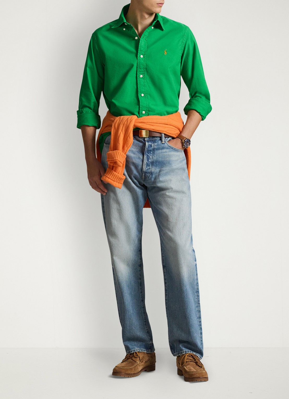 Ralph Lauren Custom fit overhemd met logoborduring - voorkant 2 stem