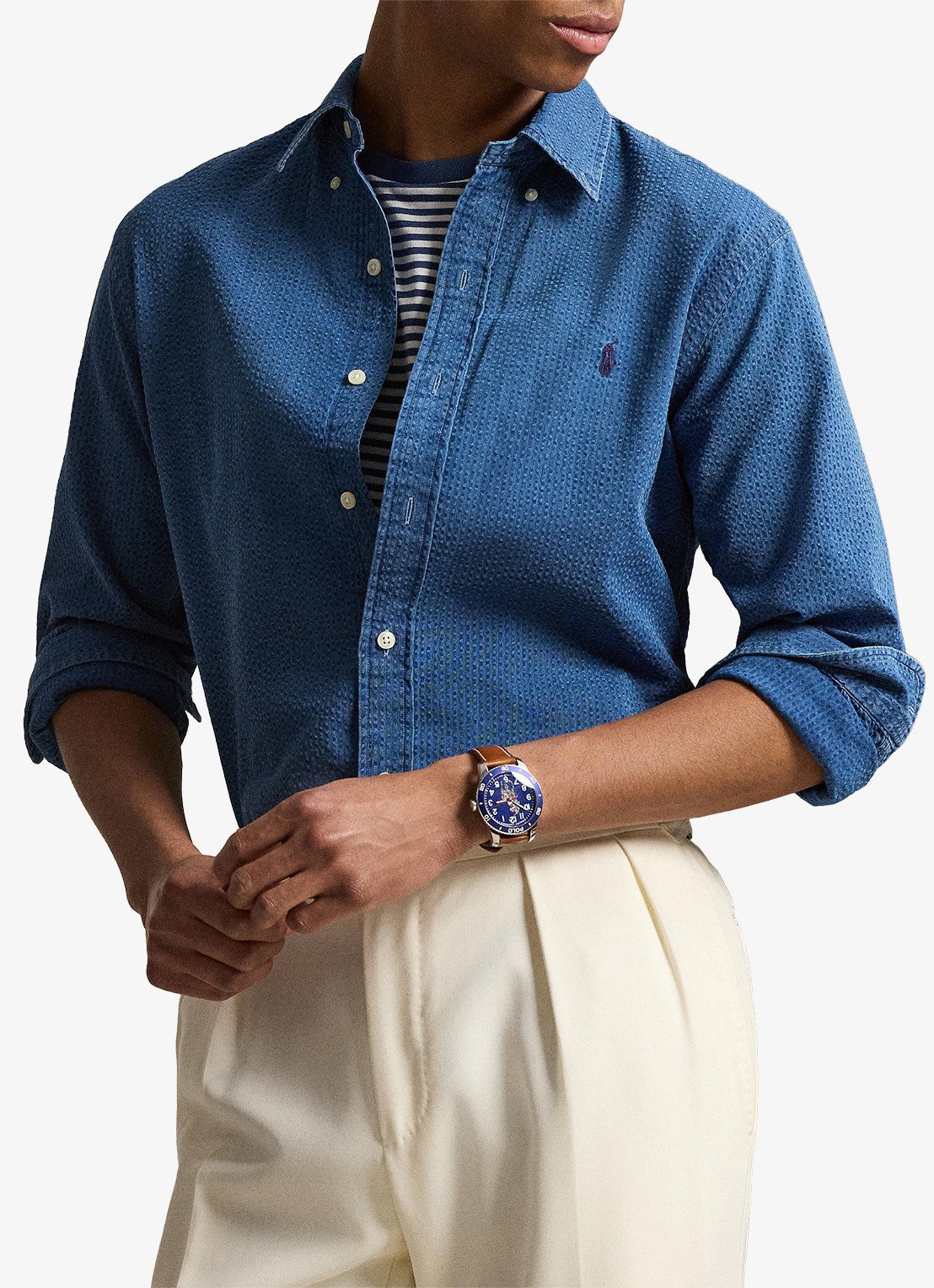 Ralph Lauren Custom fit overhemd met logoborduring - detail 2 dark indigo-2wee