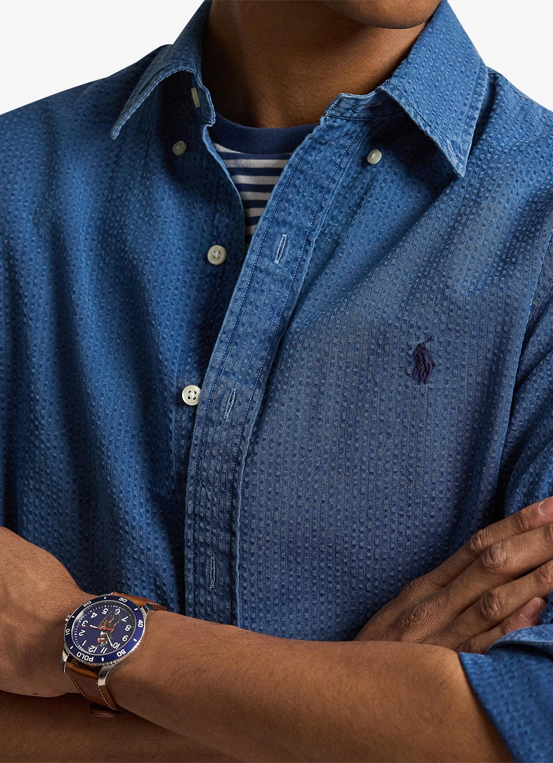 Ralph Lauren Custom fit overhemd met logoborduring - detail 5 dark indigo-2wee