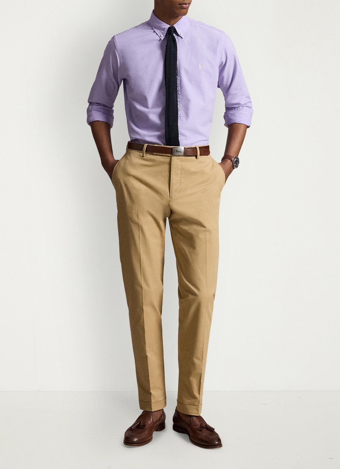 Ralph Lauren Custom fit overhemd met logoborduring - detail 4 powder purple-2ypd