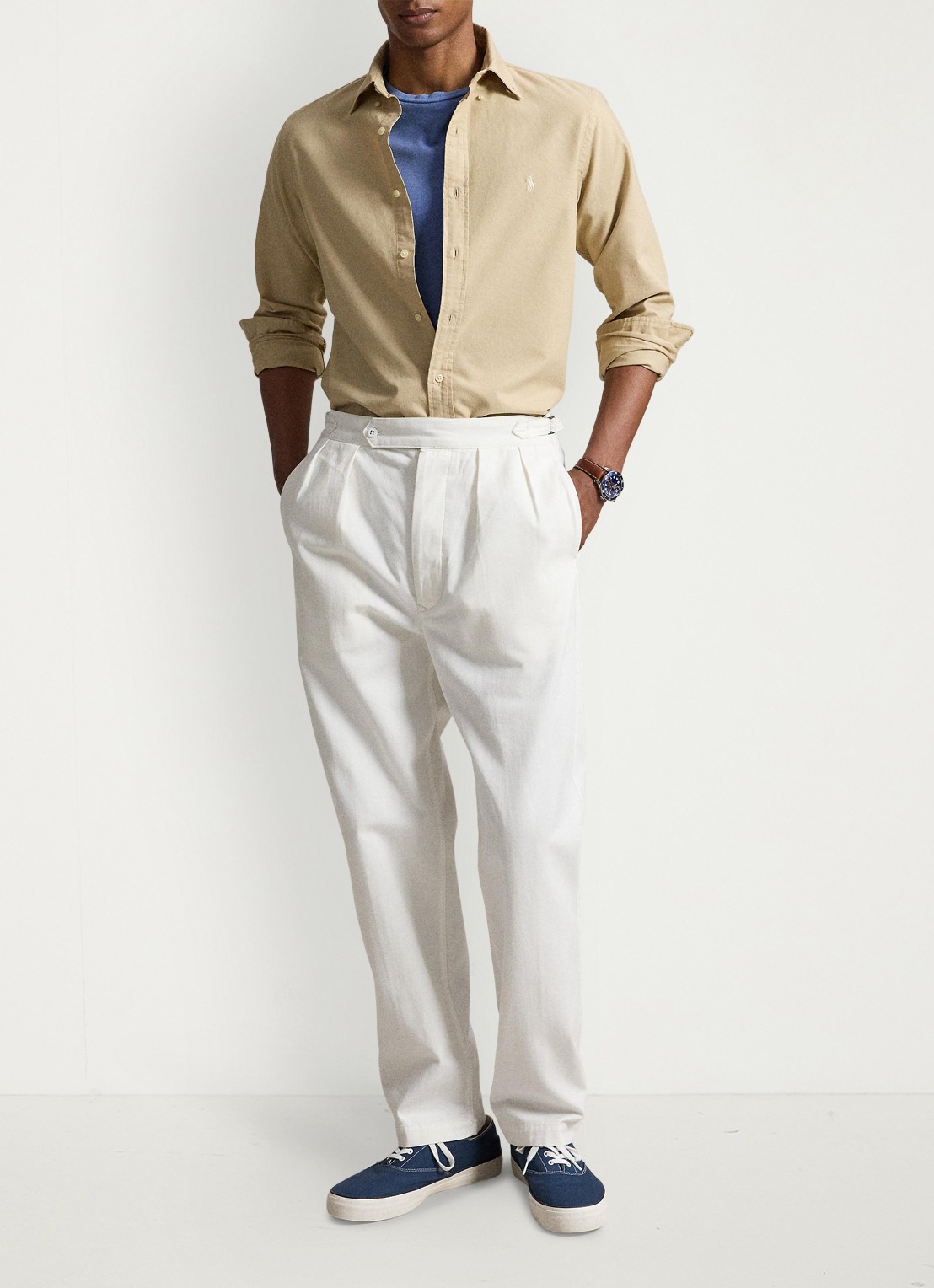 Ralph Lauren Custom fit overhemd met logoborduring - detail 4 dune tan-33g2