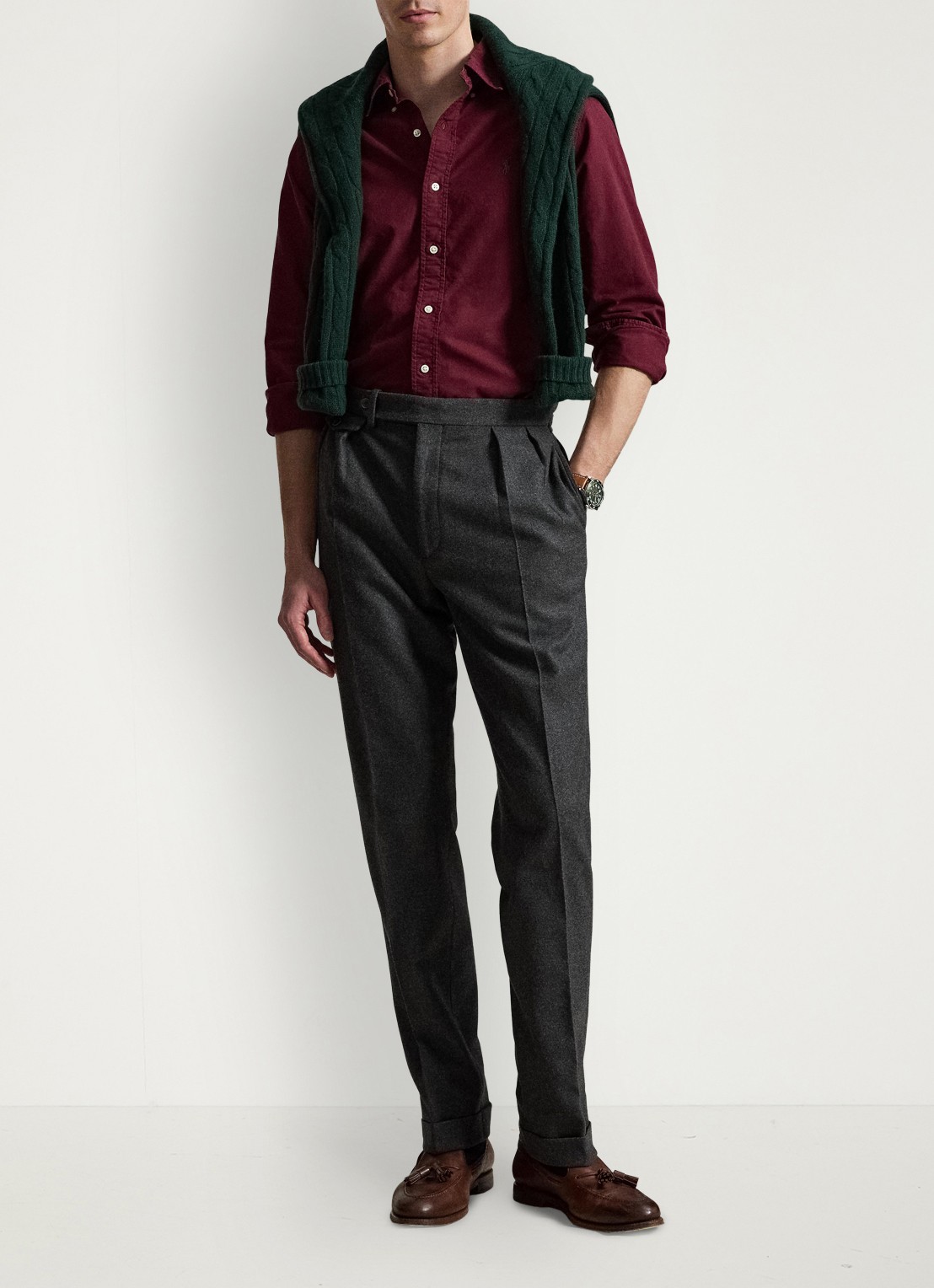 Ralph Lauren Custom fit overhemd met logoborduring - detail 2 classic wine / wijnrood