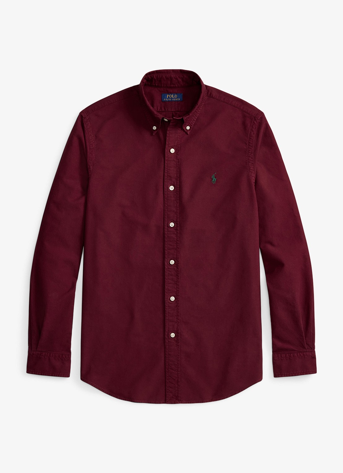Ralph Lauren Custom fit overhemd met logoborduring - voorkant 4 classic wine / wijnrood