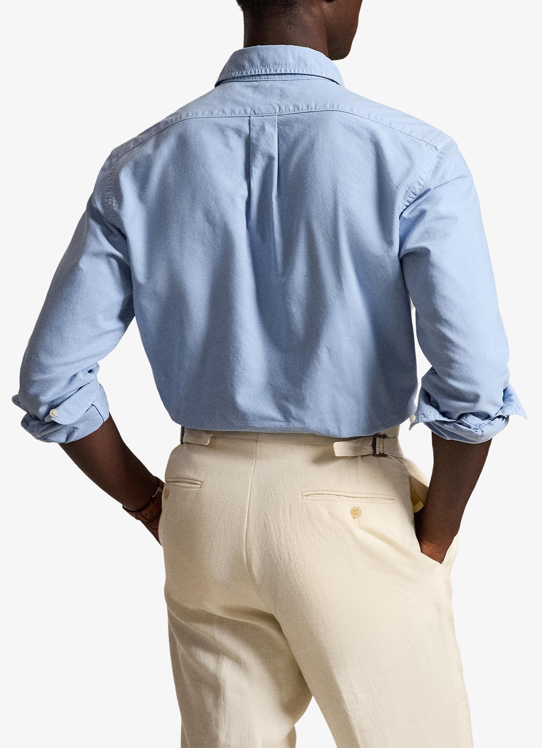 Ralph Lauren Custom fit overhemd met logoborduring - achterkant 3 chambray blue / blauw