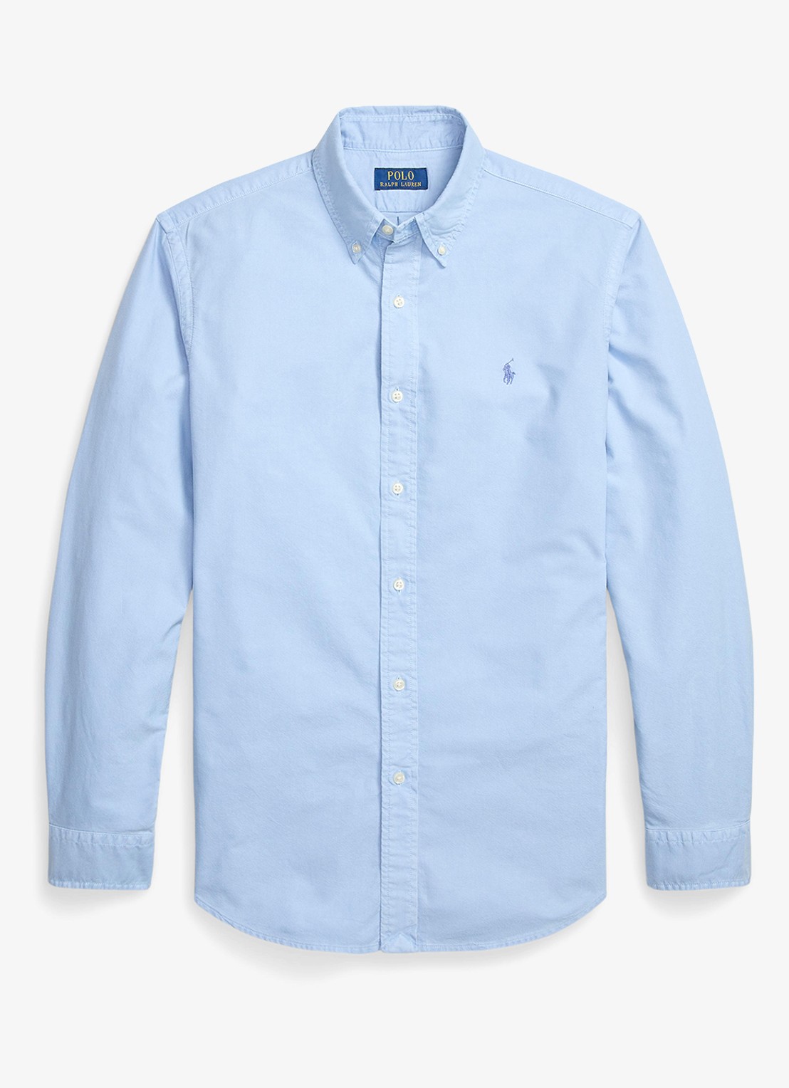 Ralph Lauren Custom fit overhemd met logoborduring - voorkant 4 chambray blue / blauw