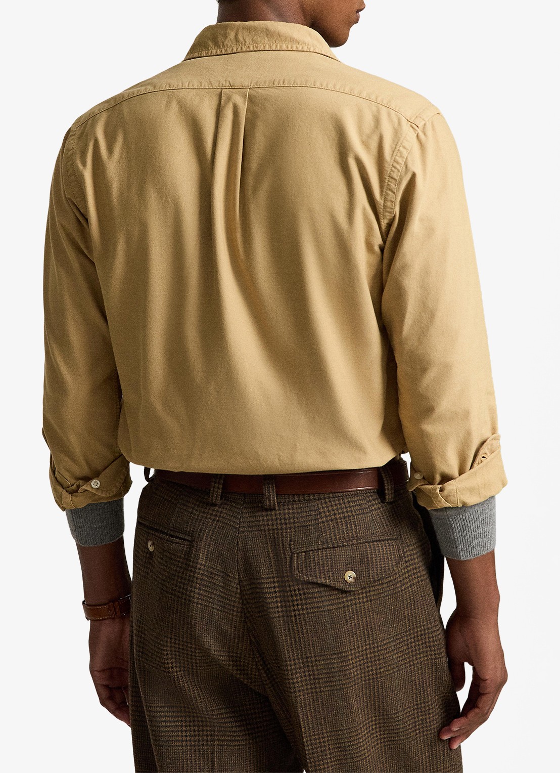 Ralph Lauren Custom fit overhemd met logoborduring - achterkant 3 classic camel / camel