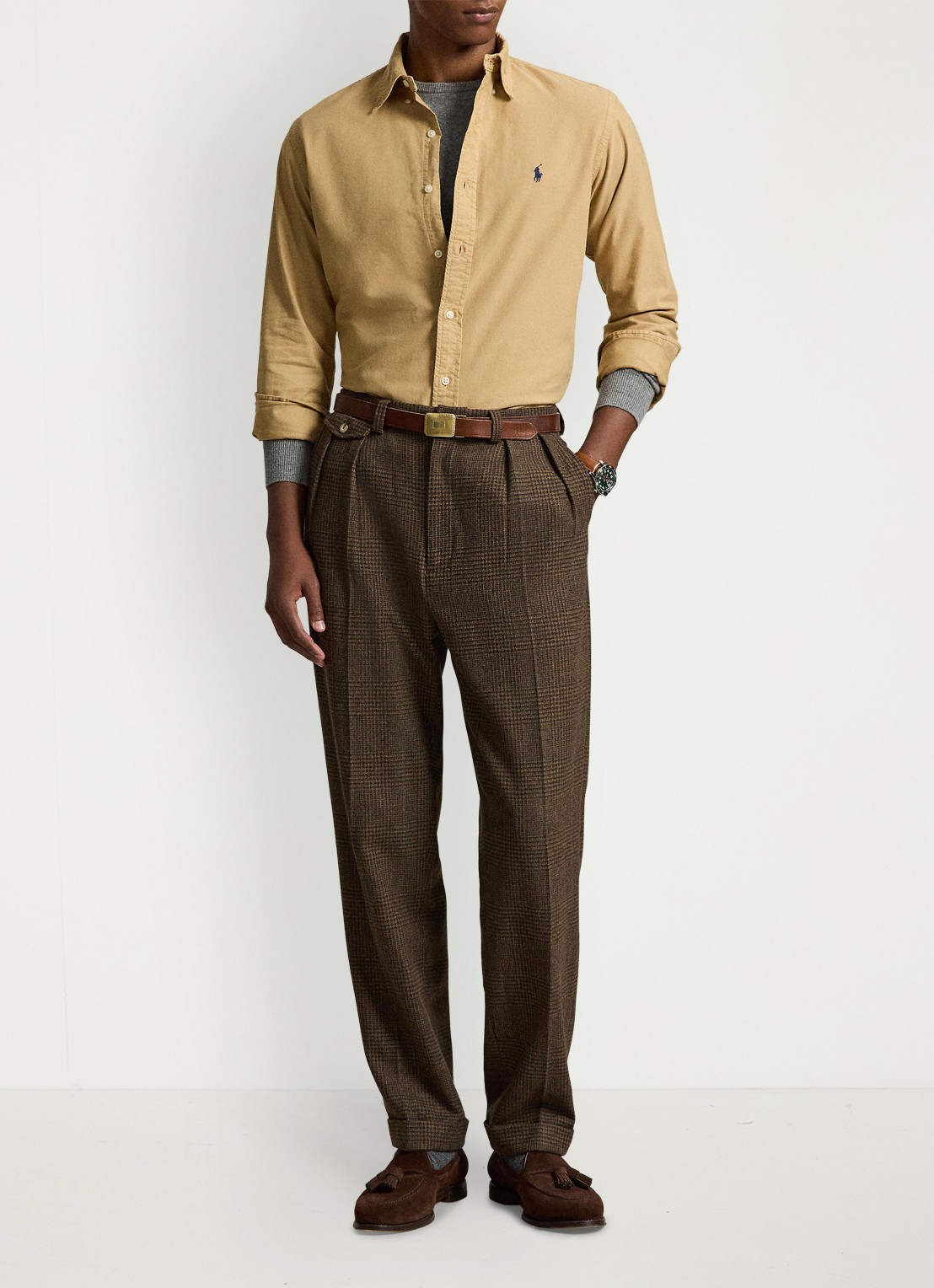 Ralph Lauren Custom fit overhemd met logoborduring - detail 4 classic camel / camel