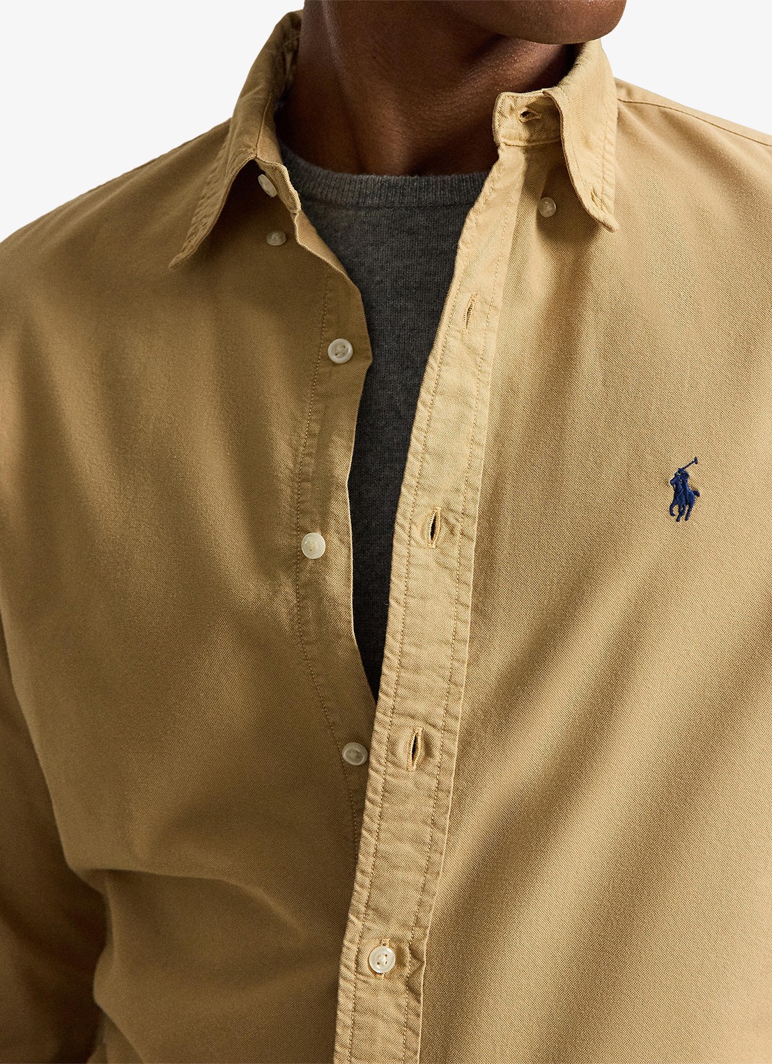 Ralph Lauren Custom fit overhemd met logoborduring - detail 5 classic camel / camel
