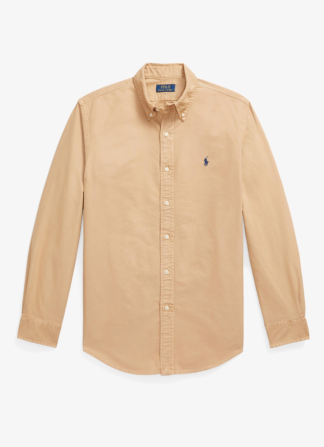 Ralph Lauren Custom fit overhemd met logoborduring - voorkant classic camel / camel