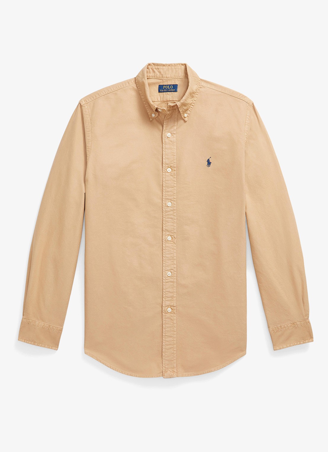 Ralph Lauren Custom fit overhemd met logoborduring - voorkant classic camel / camel
