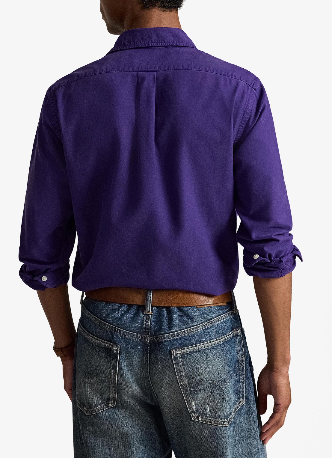 Ralph Lauren Custom fit overhemd met logoborduring - achterkant 3 medieval purple / paars