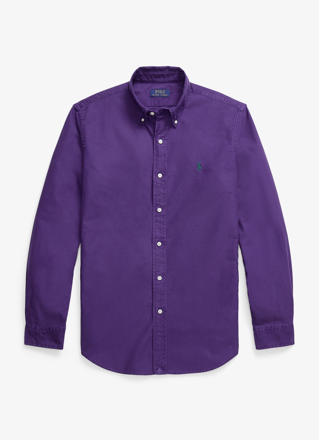 Ralph Lauren Custom fit overhemd met logoborduring - voorkant 4 medieval purple / paars