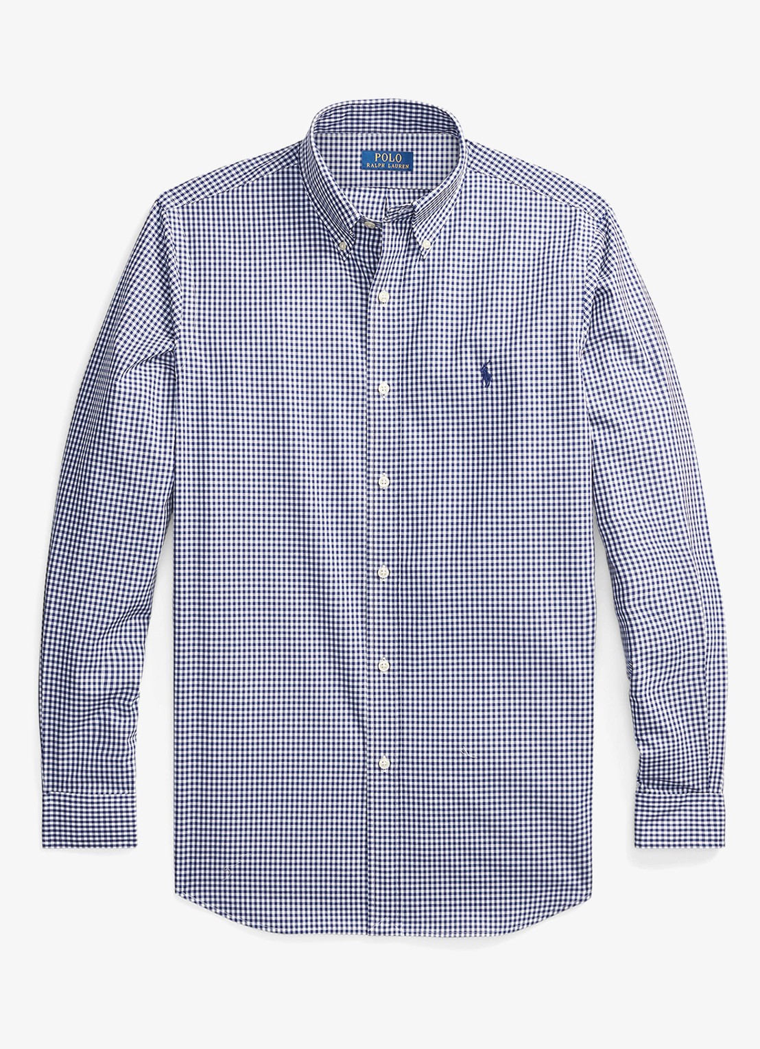 Ralph Lauren Custom fit overhemd met ruitdessin en logoborduring - voorkant 4 navy/white / donkerblauw