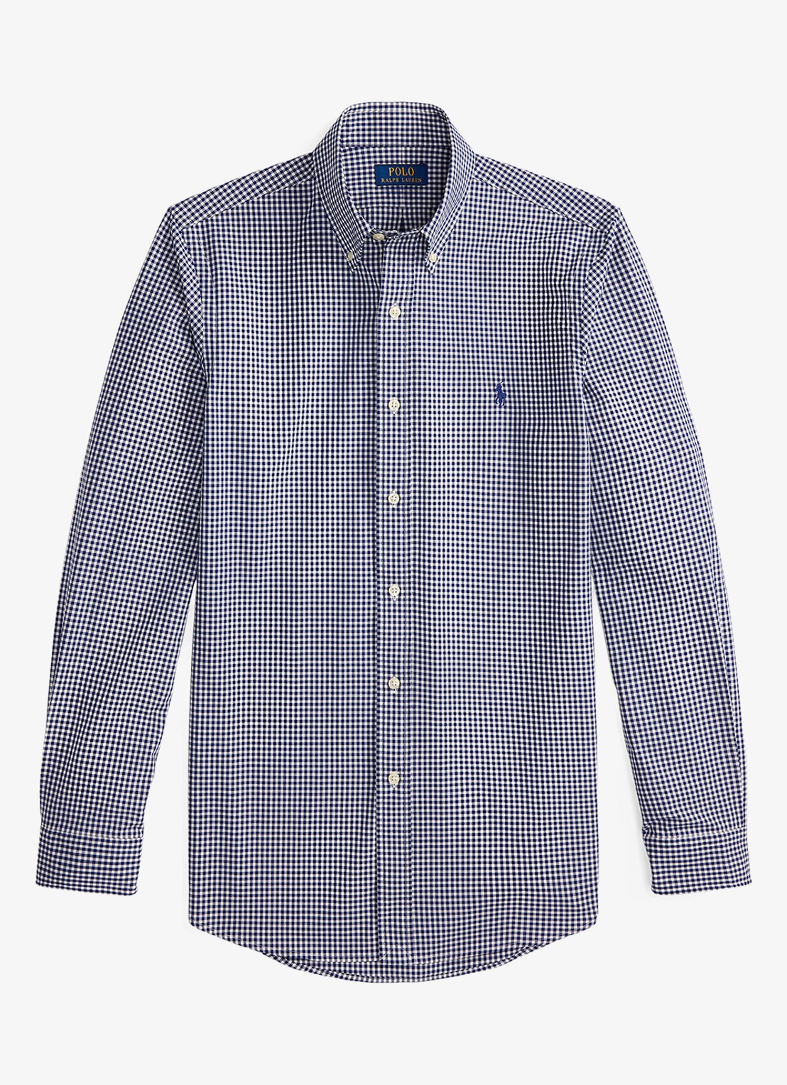 Ralph Lauren Custom fit overhemd met ruitdessin en logoborduring - voorkant newport navy white / donkerblauw