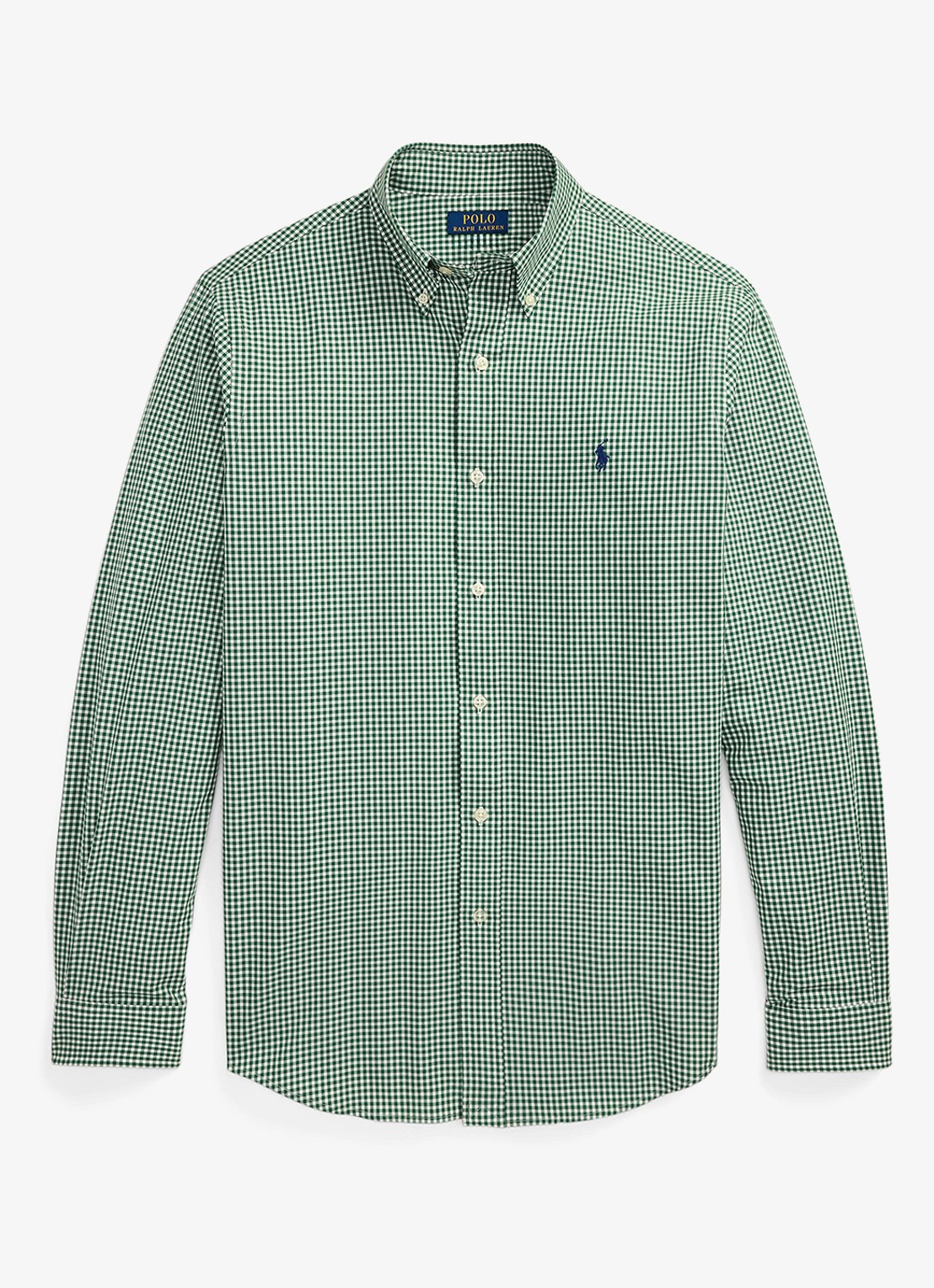 Ralph Lauren Custom fit overhemd met ruitdessin en logoborduring - voorkant 3 new forest white / groen