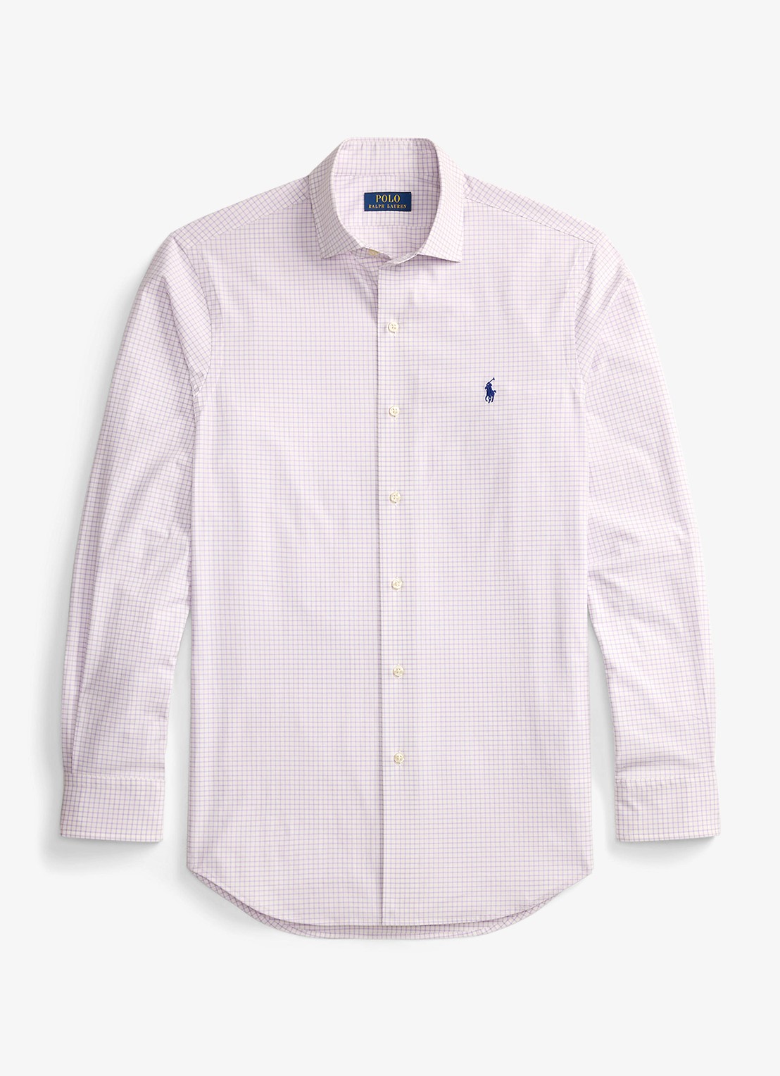 Ralph Lauren Custom fit overhemd met ruitdessin en logoborduring - voorkant 2 white light lilac / lichtroze-486o