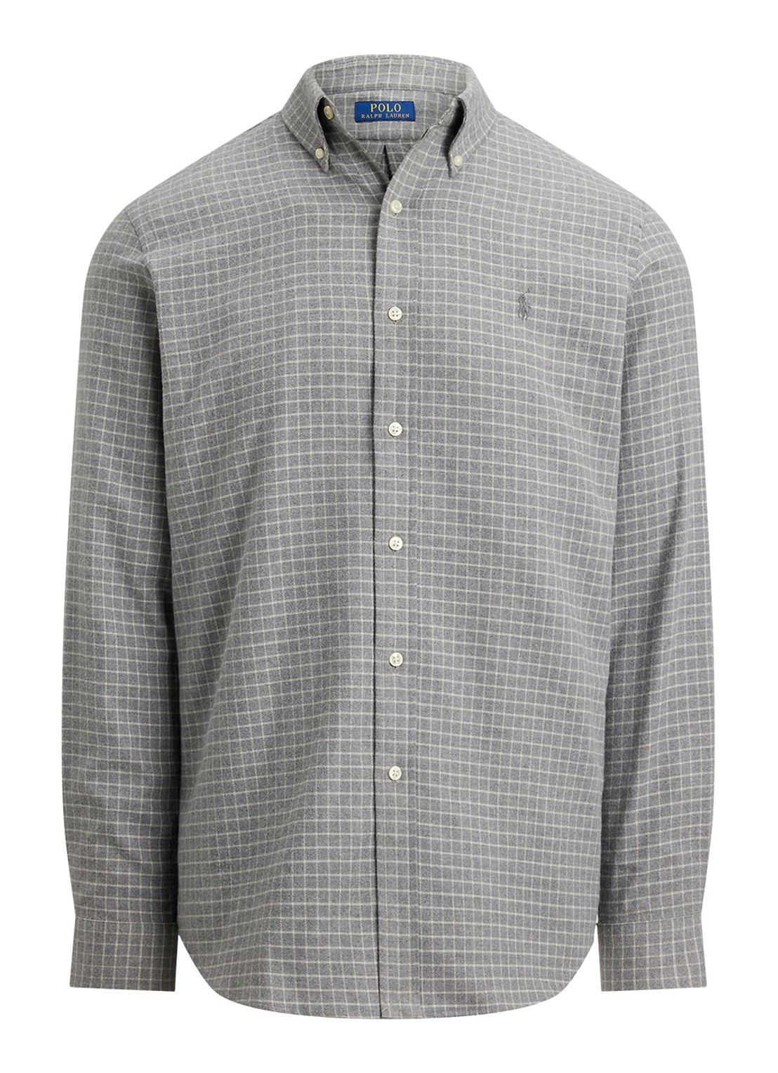 Ralph Lauren Custom fit overhemd met ruitdessin en logoborduring - voorkant 3 grey heather / grijs