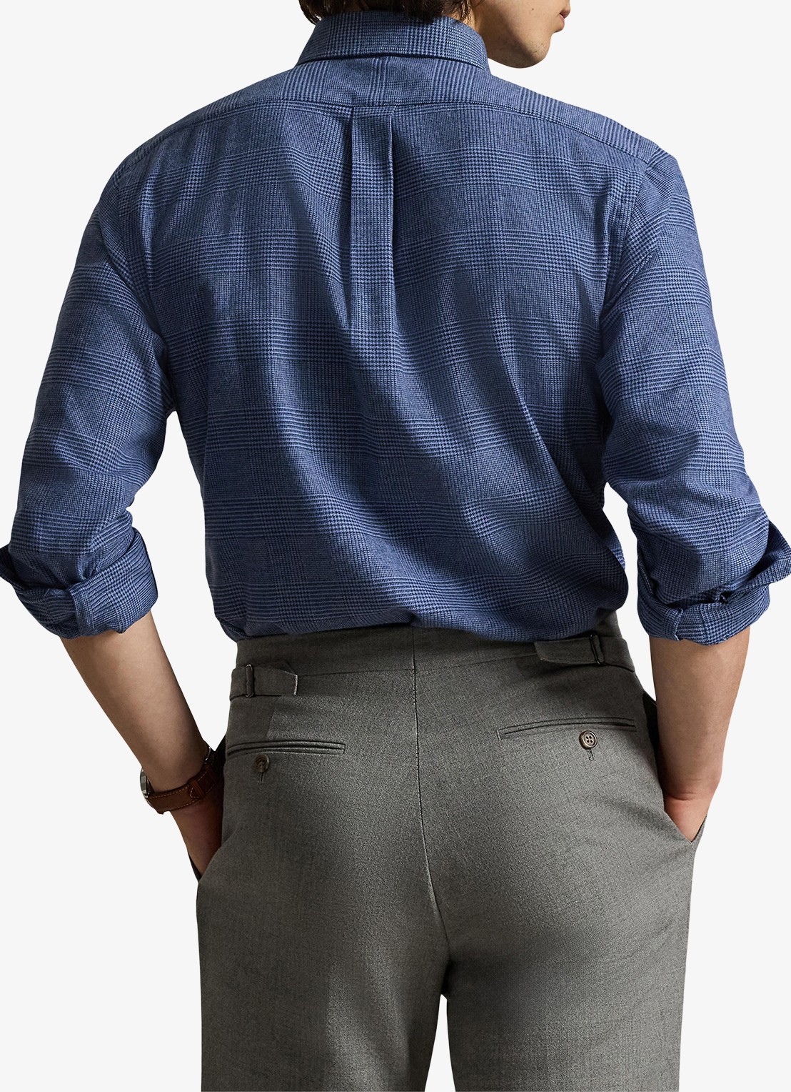 Ralph Lauren Custom fit overhemd met ruitdessin en logoborduring - achterkant 3 blue heather / blauw
