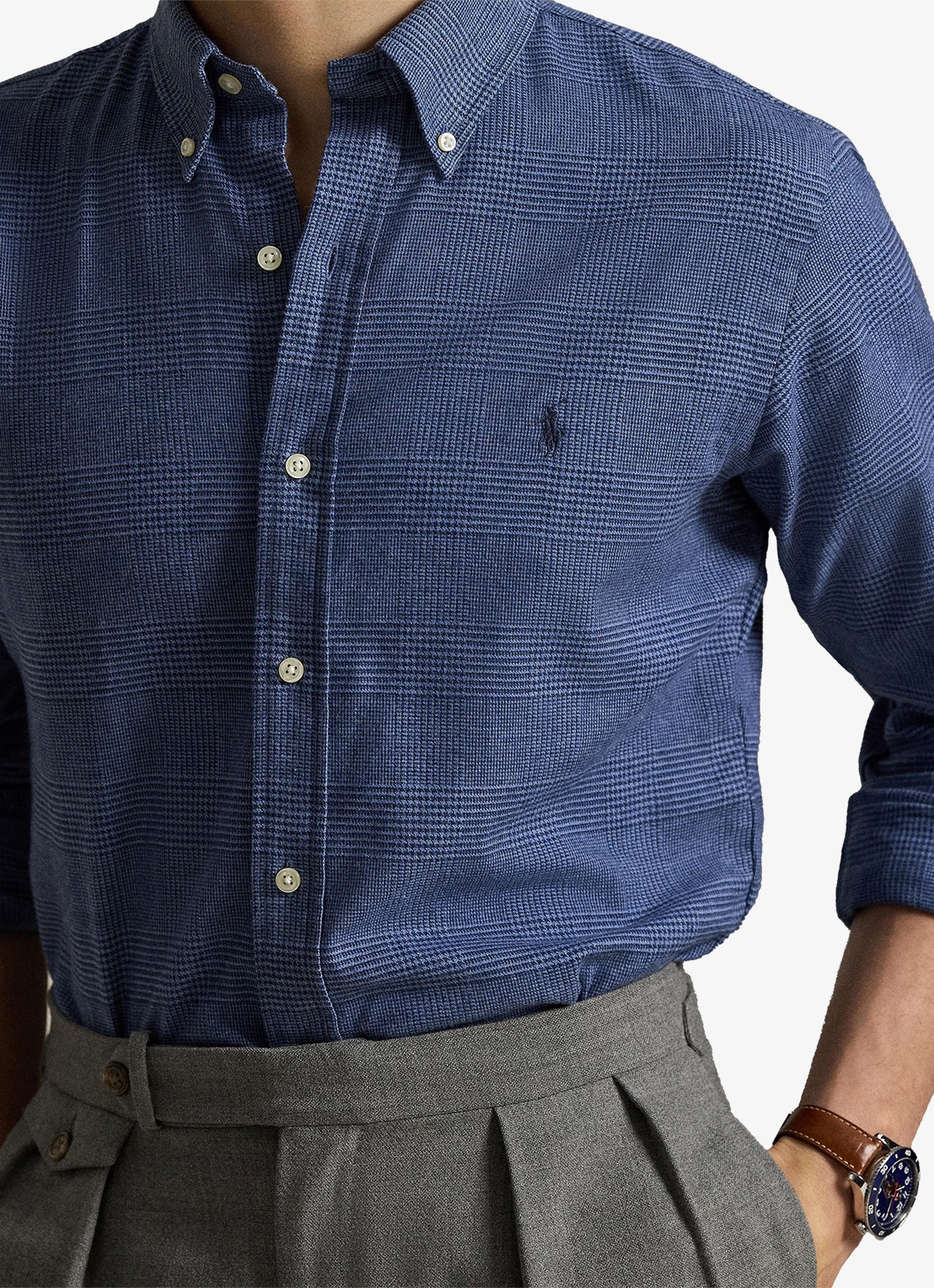 Ralph Lauren Custom fit overhemd met ruitdessin en logoborduring - detail 5 blue heather / blauw