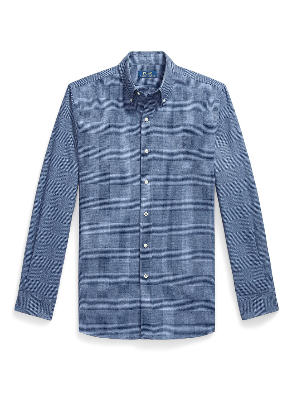 Ralph Lauren Custom fit overhemd met ruitdessin en logoborduring - voorkant blue heather / blauw