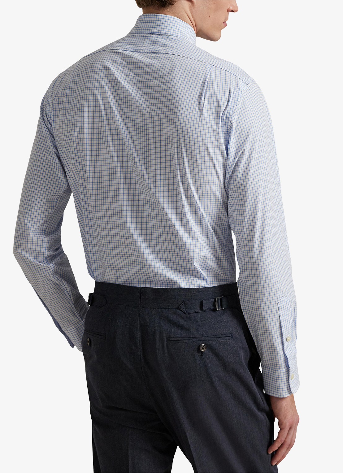 Ralph Lauren Custom fit overhemd met ruitdessin en logoborduring - achterkant 4 white harbor island