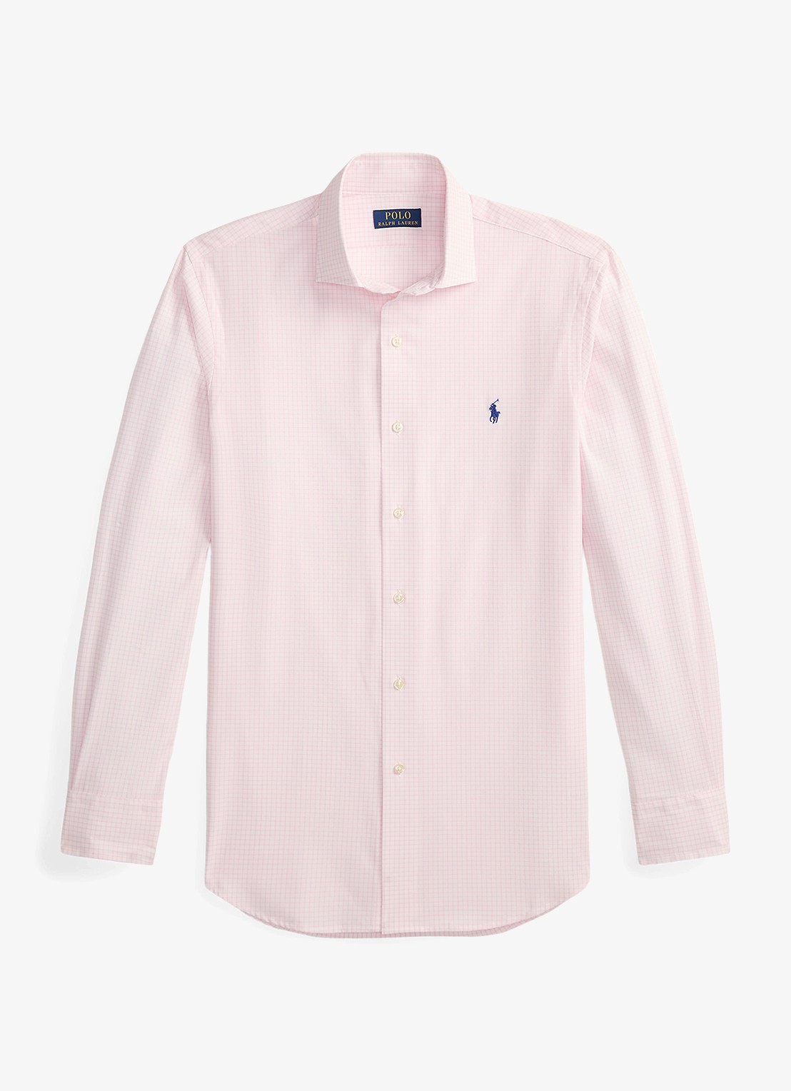 Ralph Lauren Custom fit overhemd met ruitdessin en logoborduring - voorkant 2 white carmel pink / lichtroze