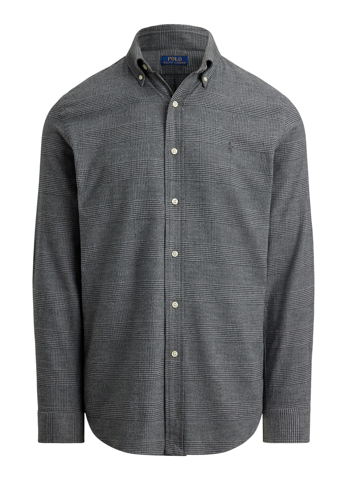 Ralph Lauren Custom fit overhemd met ruitdessin en logoborduring - voorkant grey heather / grijs