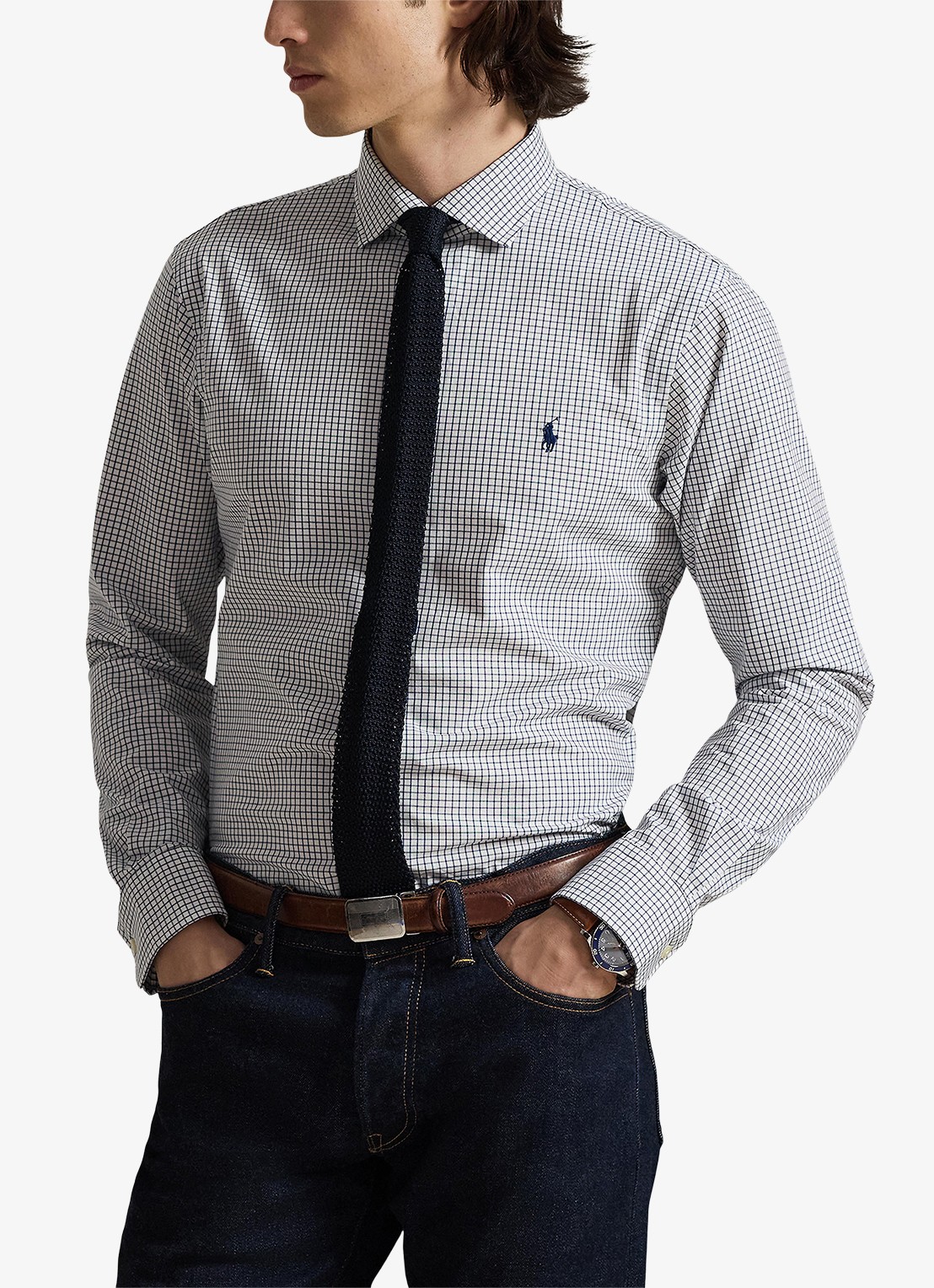 Ralph Lauren Custom fit overhemd met ruitdessin en logoborduring - detail 4 white new classic navy