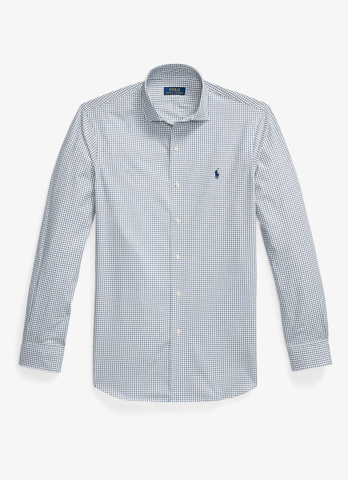 Ralph Lauren Custom fit overhemd met ruitdessin en logoborduring - voorkant 2 white new classic navy