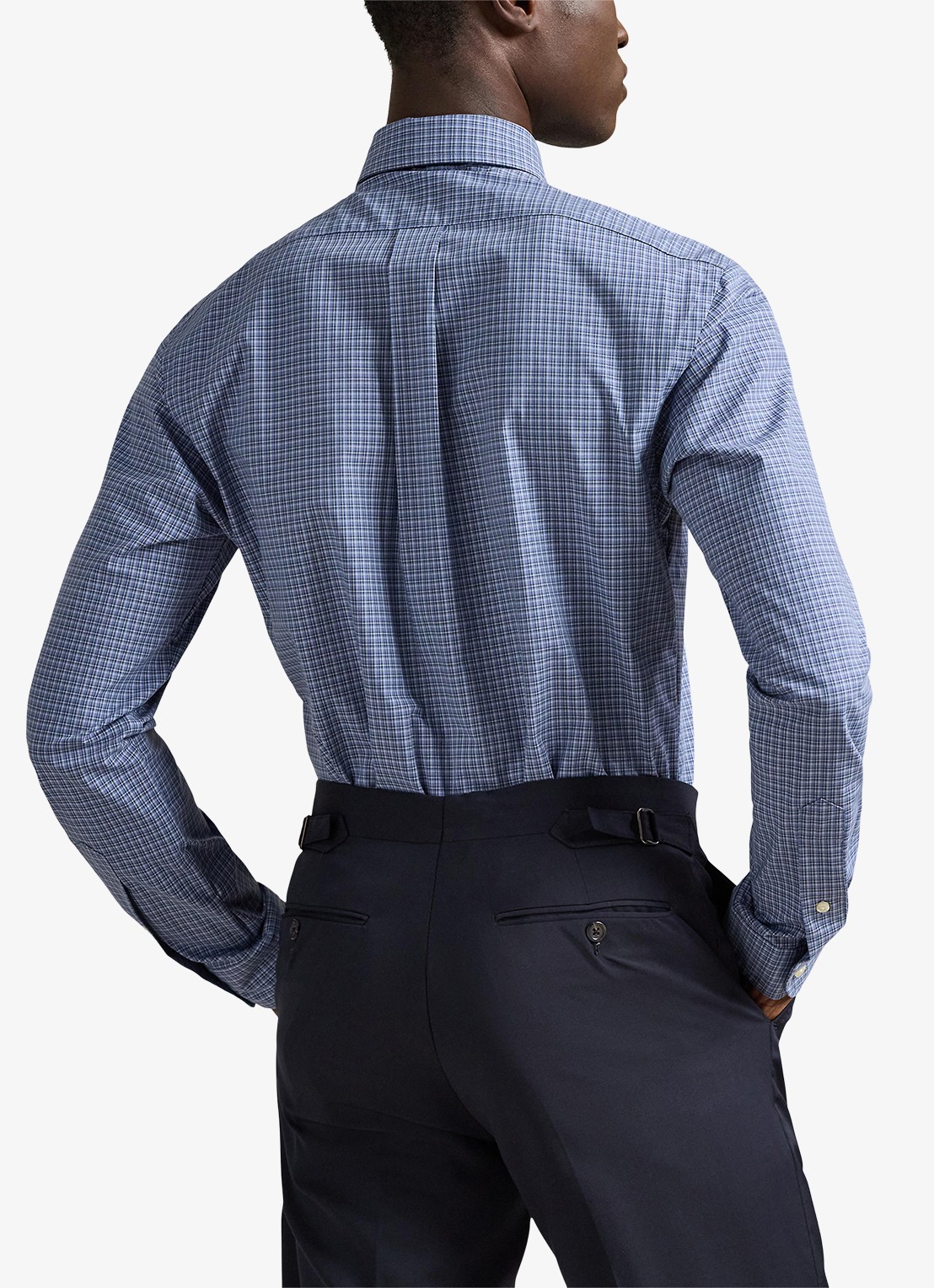 Ralph Lauren Custom fit overhemd met ruitdessin en logoborduring - achterkant blue multi / blauw