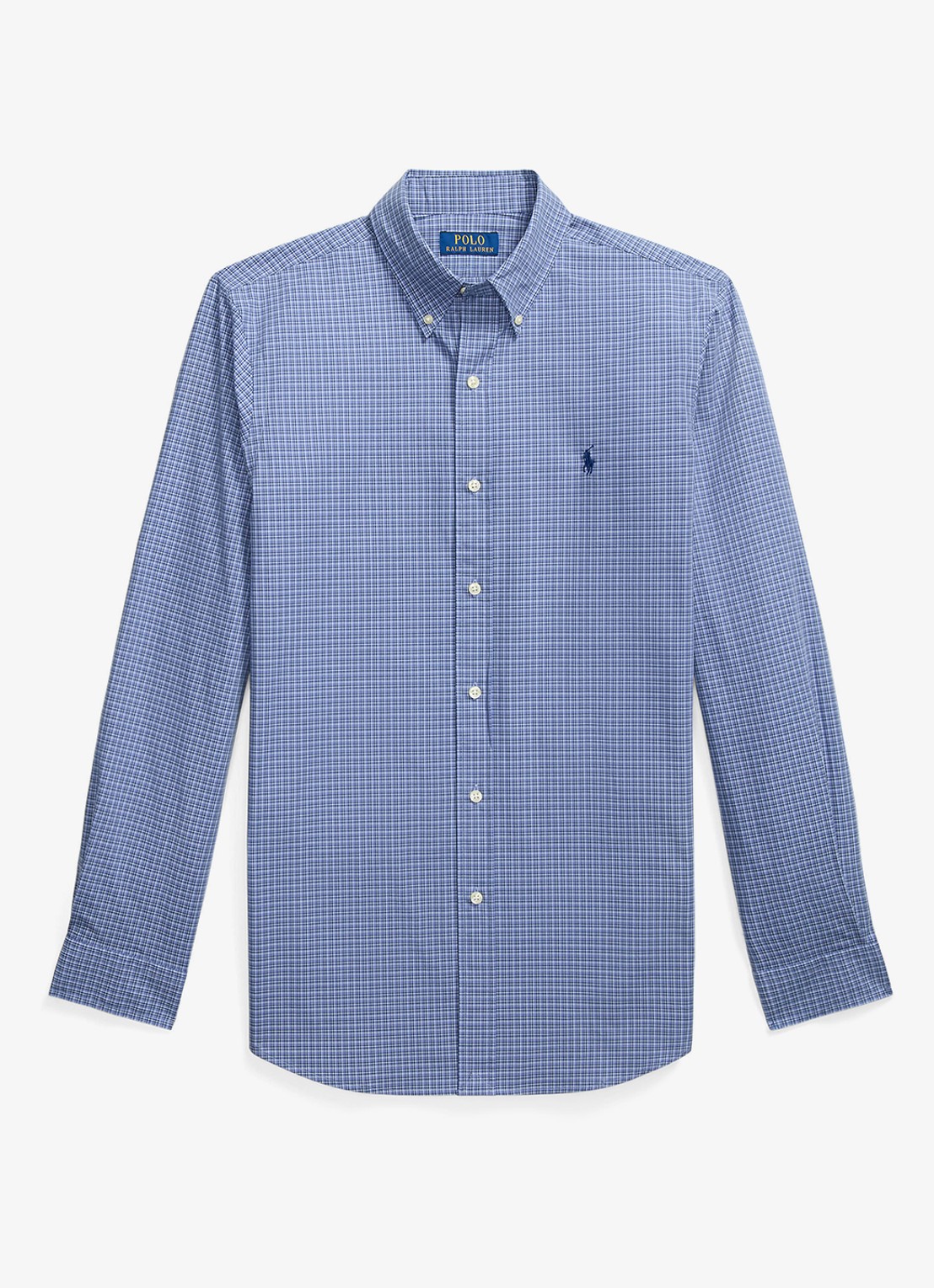 Ralph Lauren Custom fit overhemd met ruitdessin en logoborduring - voorkant 2 blue multi / blauw