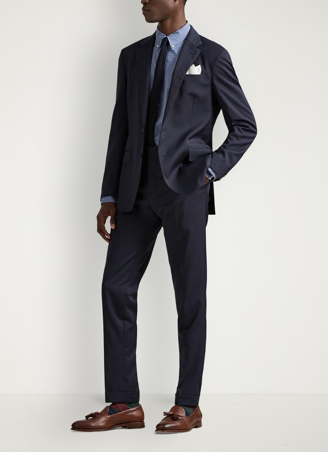 Ralph Lauren Custom fit overhemd met ruitdessin en logoborduring - voorkant 3 blue multi / blauw