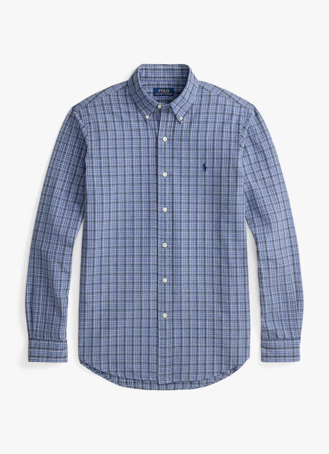 Ralph Lauren Custom fit overhemd met ruitdessin en logoborduring - voorkant blue heather / blauw
