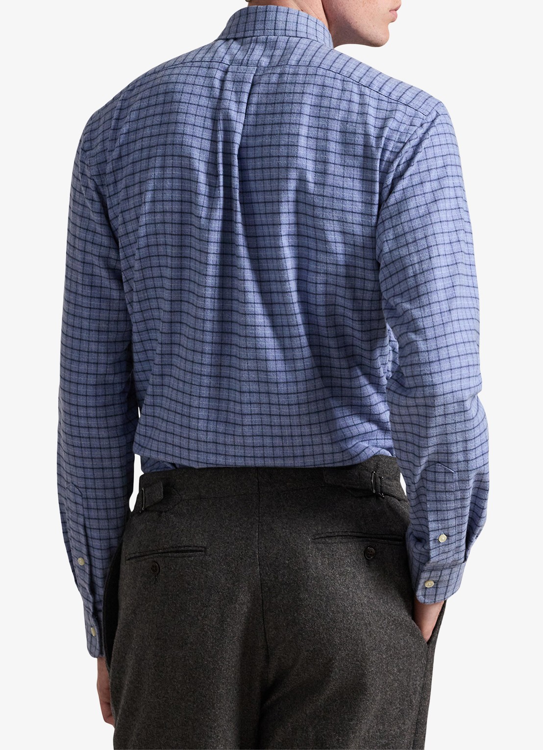 Ralph Lauren Custom fit overhemd met ruitdessin en logoborduring - achterkant blue heather / blauw