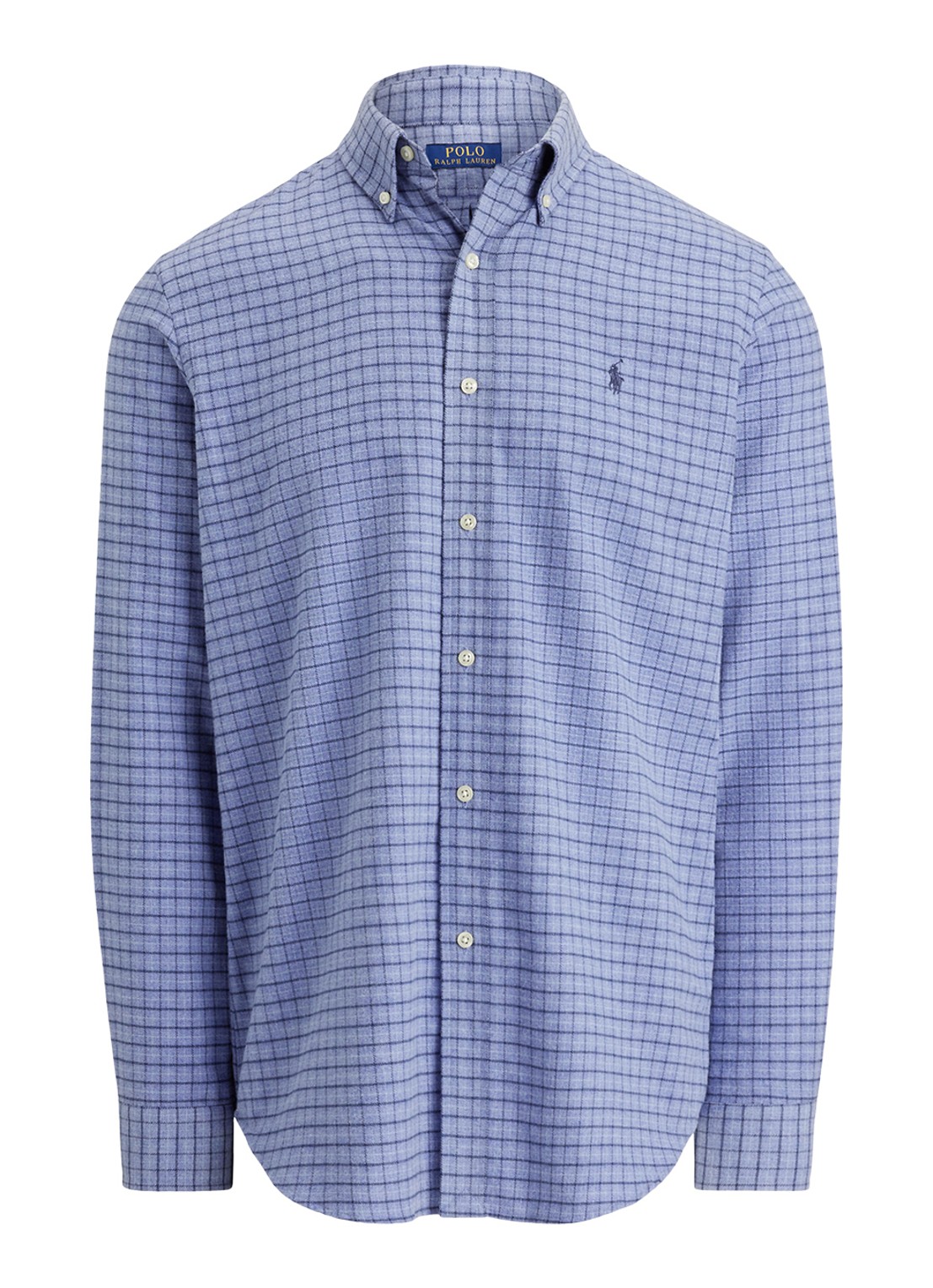 Ralph Lauren Custom fit overhemd met ruitdessin en logoborduring - voorkant 2 blue heather / blauw