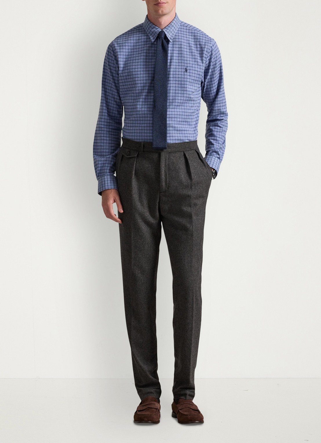 Ralph Lauren Custom fit overhemd met ruitdessin en logoborduring - voorkant 3 blue heather / blauw