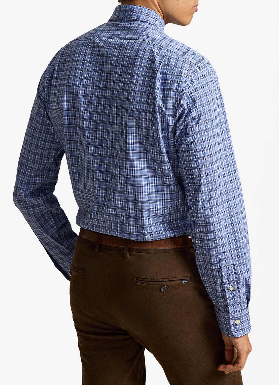 Ralph Lauren Custom fit overhemd met ruitdessin en logoborduring - achterkant 3 blue multi / blauw